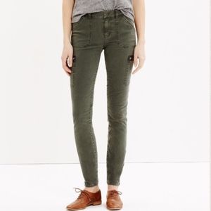 Madewell Army Green Skinny Fit Zip Cargo Pants  24